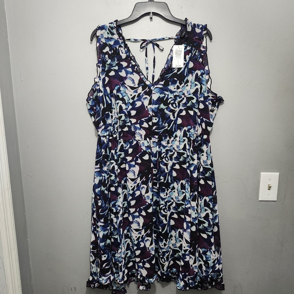 Torrid Blue and Purple Floral Mini Dress Size 12 New With Tags